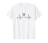 Heartbeat Devils Horn - Ventaglio per Chitarra Rock & Roll Maglietta con Stampa Grafica Economica