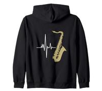Heartbeat Saxophone Jazz Music Lover Ritmo Felpa con Cappuccio