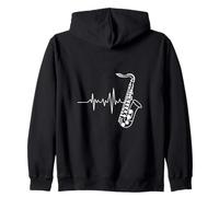 Heartbeat Saxophone Jazz Music Lover Ritmo Felpa con Cappuccio