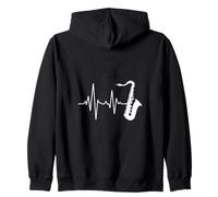 Heartbeat Saxophone Jazz Music Lover Ritmo Felpa con Cappuccio
