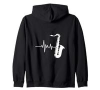 Heartbeat Saxophone Jazz Music Lover Ritmo Felpa con Cappuccio