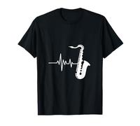 Heartbeat Saxophone Jazz Music Lover Ritmo Maglietta