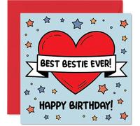 Heartfelt - Biglietto di auguri di compleanno per bestie, con amore e colore, cuore audace e stelle vibranti, un adeguato pick-me-up per il tuo migliore compagno, quadrato da 145 mm, busta inclusa