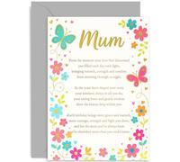 Heartfelt - Biglietto di auguri per la mamma, poesia sentimentale, cuori di farfalla, parole adorabili per lei, adulta femminile, orgogliosa di te, viene fornito con busta premium