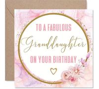 Heartfelt Biglietto di compleanno per nipote, per festeggiare il suo giorno speciale, elegante design floreale rosa e oro con messaggio d'amore, 145 mm, quadrato, busta inclusa