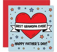 Heartfelt - Biglietto per festa del papà per nonno - Bursting with Love - design con cuore rosso audace e stelle colorate - celebra il nonno migliore del mondo, quadrato da 145 mm, busta inclusa