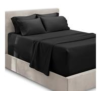 Hearth & Harbor Lenzuola con tasche extra profonde, per materassi da 45,7 a 61 cm di profondità, con tasca extra profonda per letto California King, 6 pezzi, per letto California King, colore nero