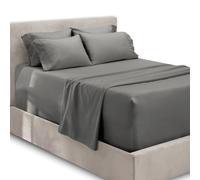 Hearth & Harbor Lenzuola con tasche extra profonde, per materassi da 45,7 a 61 cm di profondità, set da 6 pezzi per letto matrimoniale, lenzuola grigie