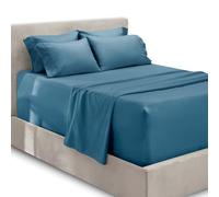 Hearth & Harbor Lenzuola con tasche extra profonde, per materassi da 45,7 a 61 cm di profondità, set da 6 pezzi, per letto matrimoniale, colore: blu cielo