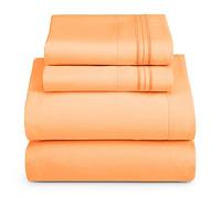 Hearth & Harbor, Lenzuola e federe Extra morbide, in Microfibra, Arancione Albicocca, Completo