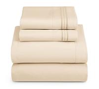 Hearth & Harbor Migliore qualità Doppia Tasca Profonda con Angoli in Microfibra Spazzolata, Beige, Completo