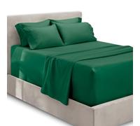 Hearth & Harbor Set di lenzuola con angoli extra profondi, per materassi profondi 45-61 cm, set di lenzuola per letto matrimoniale, 6 pezzi, con tasca profonda, colore: verde cacciatore