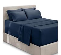 Hearth & Harbor Set di lenzuola, con lenzuolo con ampi angoli elasticizzati, per materassi profondi da 46 cm a 61 cm, confezione da 6 pezzi, Blu, Coppia