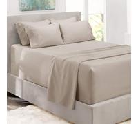 Hearth & Harbor Set di lenzuola lussuose e morbide, 6 pezzi, con angoli extra profondi, per materassi fino a 53,3 cm, lenzuola matrimoniali spazzolate e federe, king size, lino naturale