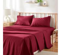 Hearth & Harbor Set di lenzuola per letto king size, 60% microfibra, 40% rayon derivato da bambù, set di lenzuola king size, traspiranti, per angoli profondi fino a 40 cm, bordeaux