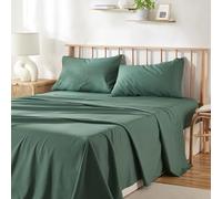 Hearth & Harbor Set di lenzuola per letto king size, 60% microfibra, 40% rayon derivato da bambù, set di lenzuola king size, traspiranti, per angoli profondi fino a 40 cm, colore: verde cacciatore