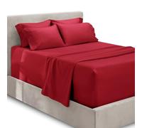 Hearth & Harbor Set di lenzuola per letto queen size con tasca extra profonda, per materassi profondi 45-61 cm, lenzuola con angoli extra profondi, 6 pezzi, per letto queen size, colore: bordeaux