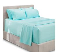 Hearth & Harbor Set di lenzuola per letto queen size con tasca extra profonda, per materassi profondi 45-61 cm, lenzuola con angoli extra profondi, 6 pezzi, per letto queen size, colore: blu acqua