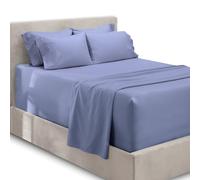 Hearth & Harbor Set per letto king size con tasca extra profonda, adatto per materassi profondi 45-61 cm, lenzuola con angoli extra profondi, 6 pezzi, king size, lenzuola blu acciaio