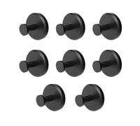 Hearthcove - Ganci a ventosa senza trapano in acciaio inox, per bagno e cucina, presa forte per porte in vetro, colore: nero (confezione da 8)