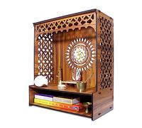 Heartily® Aastha, bellissimo mandir Pooja in legno per casa o puja, supporto per ufficio e negozi, con faretto a LED (H- 45,7 cm, L- 40,6 cm, W 21,7 cm)