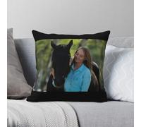 Heartland Amy and Horse Federa quadrata in poliestere e velluto stampato con cerniera decorativa per cuscino per la casa