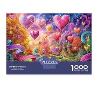 Heartland Fantasy 1000 Pezzi Psychedelic Landscape of Floating Hearts Puzzle Giocattoli Puzzle Per Gioco Familiare Decorazione Per La Casa Per Adulti E Ragazzi Romantico Regalo Per 70x50cm/1000pcs