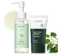 Heartleaf Olio Detergente per il Controllo Dei Pori + Suncream SPF 50 | Pore Control Cleansing Oil, Crema Solare Coreana, per Pelli Sensibili e a Tendenza Acneica
