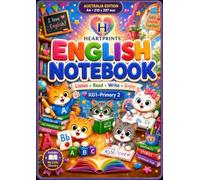 Heartprints English Notebook: Early Handwriting Practice for KG1 to Primary 2 with Wide Writing Lines and My Little Glossary - A4 Australia & Europe Edition