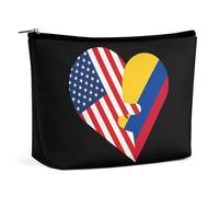 Hearts America USA e Colombia bandiera borsa cosmetica viaggio portatile borsa per il trucco grande capacità borsa da toeletta donne borse di stoccaggio-3
