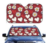 Hearts And Daisy Flowers Auto Parabrezza Copri Sole Parasole per Parabrezza Portabile con Ventose Auto Parasoles per Furgoni SUV Camion 76x140cm