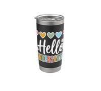Hearts Back to School Hello Kindergarten Bicchiere termico in acciaio inox doppia parete