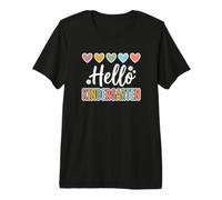 Hearts Back to School Hello Kindergarten Maglietta Premium
