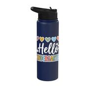 Hearts Back to School Hello Kindergarten Stainless Steel Insulated Water Bottle