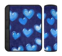 Hearts Royal Blue - Confezione da 2 imbottiture per tracolle, per cinture di sicurezza da donna, per berlina, camion, camion, 25,4 x 19,6 cm, protezione per cintura di sicurezza