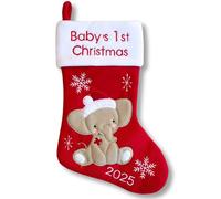 Heart's Sign Prima Calza di Natale per Bambini 2025 | Ornamenti Natalizi per Calze per Neonate | Il Mio Primo Natale per Bambini e Bambine | Decorazioni Natalizie per Neonati, Rosso