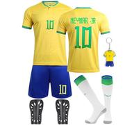 Heartsking Maglia da Calcio per Bambini Numero 7 Numero10 Completo Calcio Abbigliamento da Allenamento per Il Calcio Camicia Pantaloncini Calzini Parastinchi e Portachiavi Regali per bambini e bambine