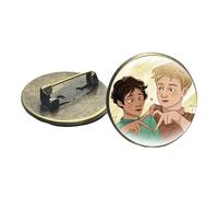 Heartstopper - Spille a forma di foglia, con cupola, in vetro, Nick e Charlie, LGBTQ, per borsa C, 2.5, Bronzo, Vetro, Metallo, Turchese stabilizzata