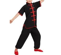 HEARTTOUCH Tute Bambini Kung Fu Uniformi Cinese Arti Marziali Abbigliamento Set Ragazzi Ragazze Tradizionale Tai Chi Wushu Costumi Prestazioni Abbigliamento Sportivo, A nero, 160 cm