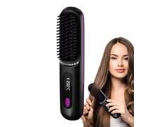 Heat Brush - Rechargeable Cordless Hair Styling Tool with Digital Display, 3 Adjustable Heat Settings 160°C-200°C | Portable Straightening, Curling, and Drying Brush for Women, Home, Office, Travel