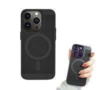 Heat Dissipation Steel Mesh Magnetic Attraction Case Cover for iPhone 14/13/12Pro Max, Cooling Breathable Mesh Wireless Charging Case (A-Black,for iPhone14Pro)