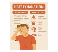 Heat Educational Poster Heat Exhaustion and Stress Prevention Guide Signs and Response for Workplace Home and Gym(Framed,16x24inch(40x60cm))