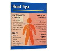 Heat Exhaustion Vs Heat Stroke Comparison Poster Symptoms Guide Educational Infographic Canvas Print for Clinic Office Decor(Framed,12x18inch(30x45cm))