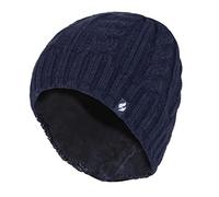 HEAT HOLDERS - Berretto beanie invernale da donna in maglia a trecce foderato in pile termico 3,4 tog, blu navy, Taglia unica