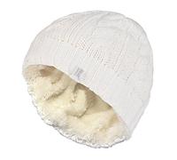 HEAT HOLDERS - Cappello invernale da donna in pile termico foderato in maglia a maglia da 3,4 tog, crema, Taglia unica