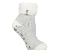 HEAT HOLDERS Pantofole da donna extra morbide e antiscivolo, termiche, taglio basso, alla caviglia, calzini da letto con impugnature, Ara Avorio Argento, 36 EU