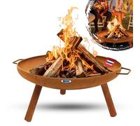 HEAT Outdoor Living Braciere in acciaio Ø60 con piedini e maniglie - Braciere 60 cm - Braciere per il giardino - 60 x 70 x 28 cm