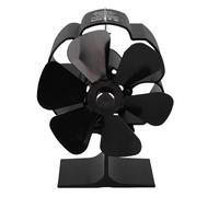 Heat Powered Stove Fan 6 Pale, Ventilatore Legna Silenzioso in Alluminio Nero, Alta Resistenza Termica - Risparmio Energetico Automatico, Flusso Aria Forte per Stufe a Legna Gas