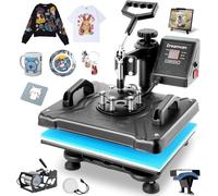 Heat Press, pressa termica 5 in 1, 30 x 38 cm, stampante a trasferimento pieghevole a sublimazione, riscaldamento rapido, controllo digitale della temperatura, pressa in vinile