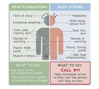 Heat Related Illness Comparison Poster Exhaustion Vs Stroke Infographic Canvas for Construction Site Safety(Unframed,08x12inch(20x30cm))